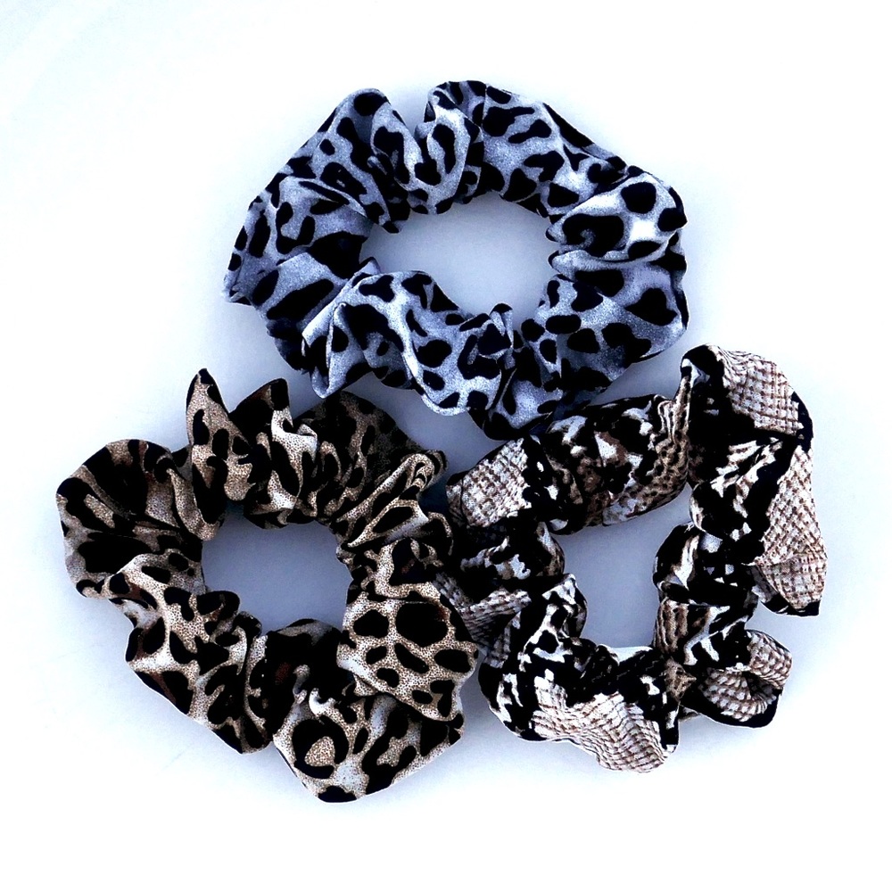 Animal Print Scrunchy Trio